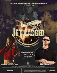 a flyer for jet juggled featuring a woman and a man